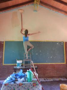 Let's make painting my house more fun: paint while striking a yoga pose while standing on a chair balanced on a table. I'm a thrill seeker. :)