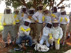 A training session with the bees and fellow volunteers. Guess which one is me!