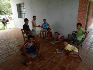 First meeting of Club de Los Ninos. It was fascinating to watch how these kids, young and teens alike, were captivated by the simple, old-timey act of coloring with crayons!