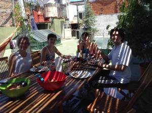 A farewell asado (BBQ) on the hostel roof with my new tango friends in Buenos Aires