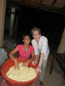 Laughing ourselves silly with 'fish faces' while making chipa during semana santa. 